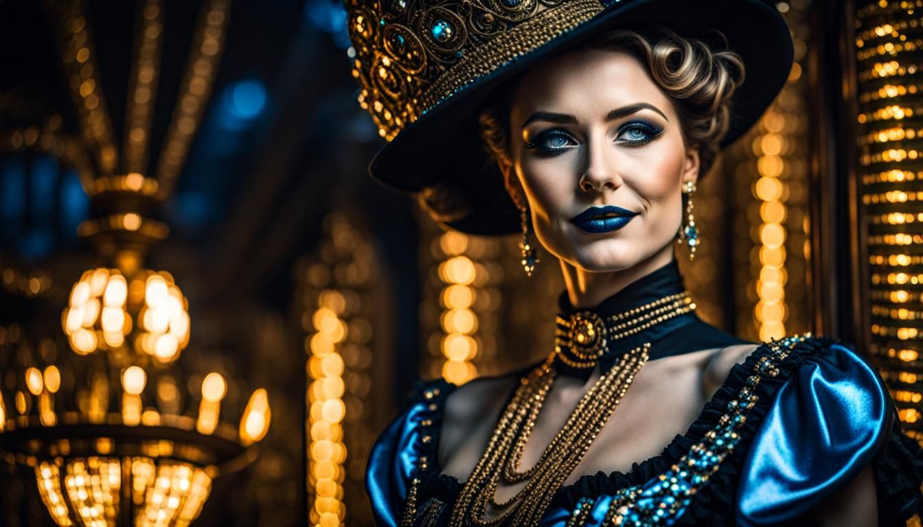 Holographic Woman in Victorian Dress, Film Noir