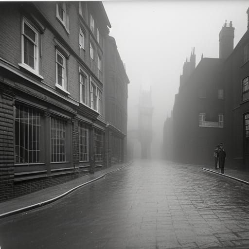 Misty London Street Scene, 1880s
