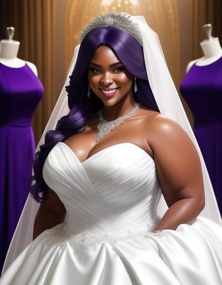 Plus Size Woman in Rococo Wedding Gown