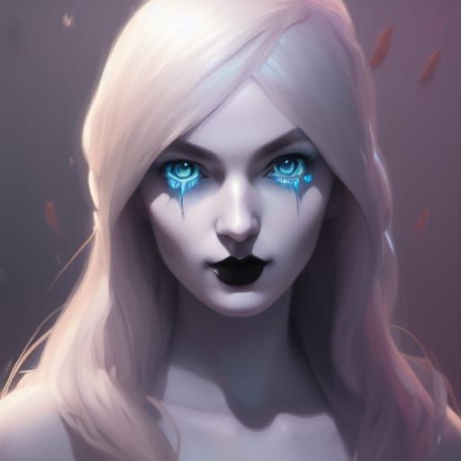 Goth Woman Portrait in Hyperdetailed Splash Art Style