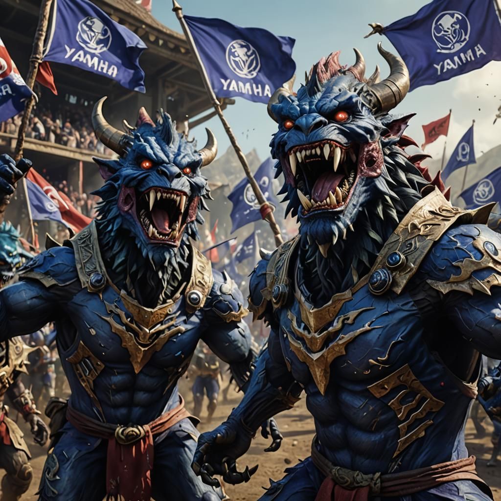 Monster Men Cheer in Detailed Digital Painting