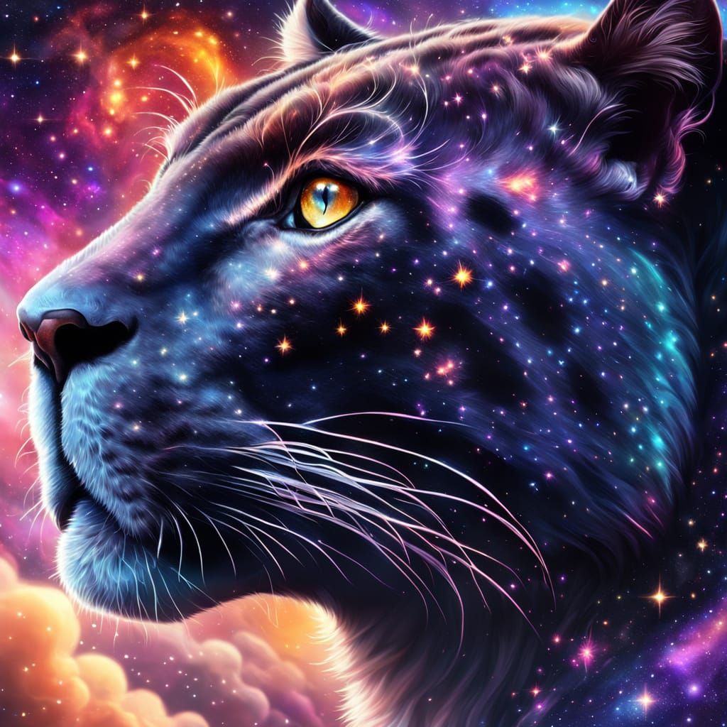 Cosmic Panther Concept Art in Digital Painting Style
