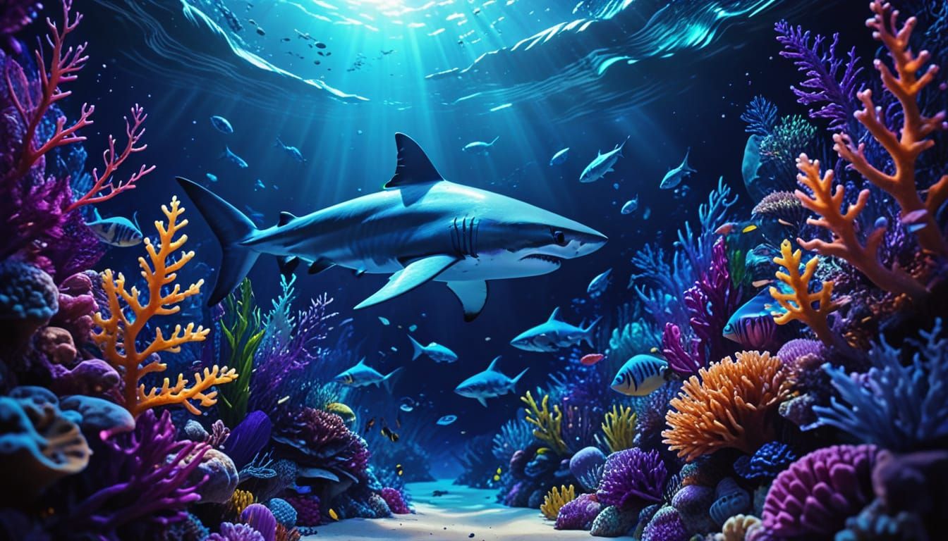 Surreal Coral Reef Ecosystem in Vibrant Colors