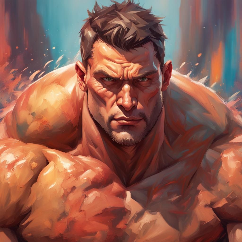 Hyperrealistic Muscular Model with Gigachad Face