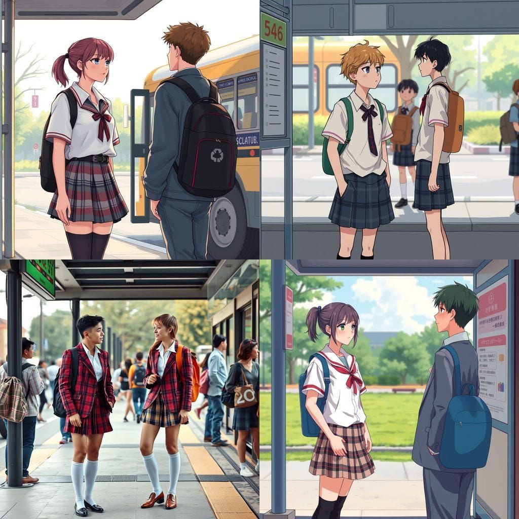 Crossdresser Student Conversation at Bus Stop