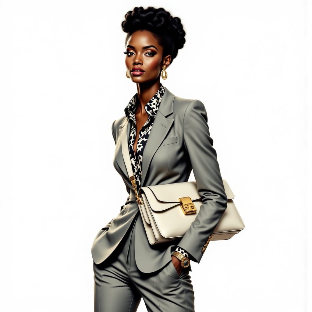 Glamorous Black Pin-Up Girl in Bold Pop Art Style