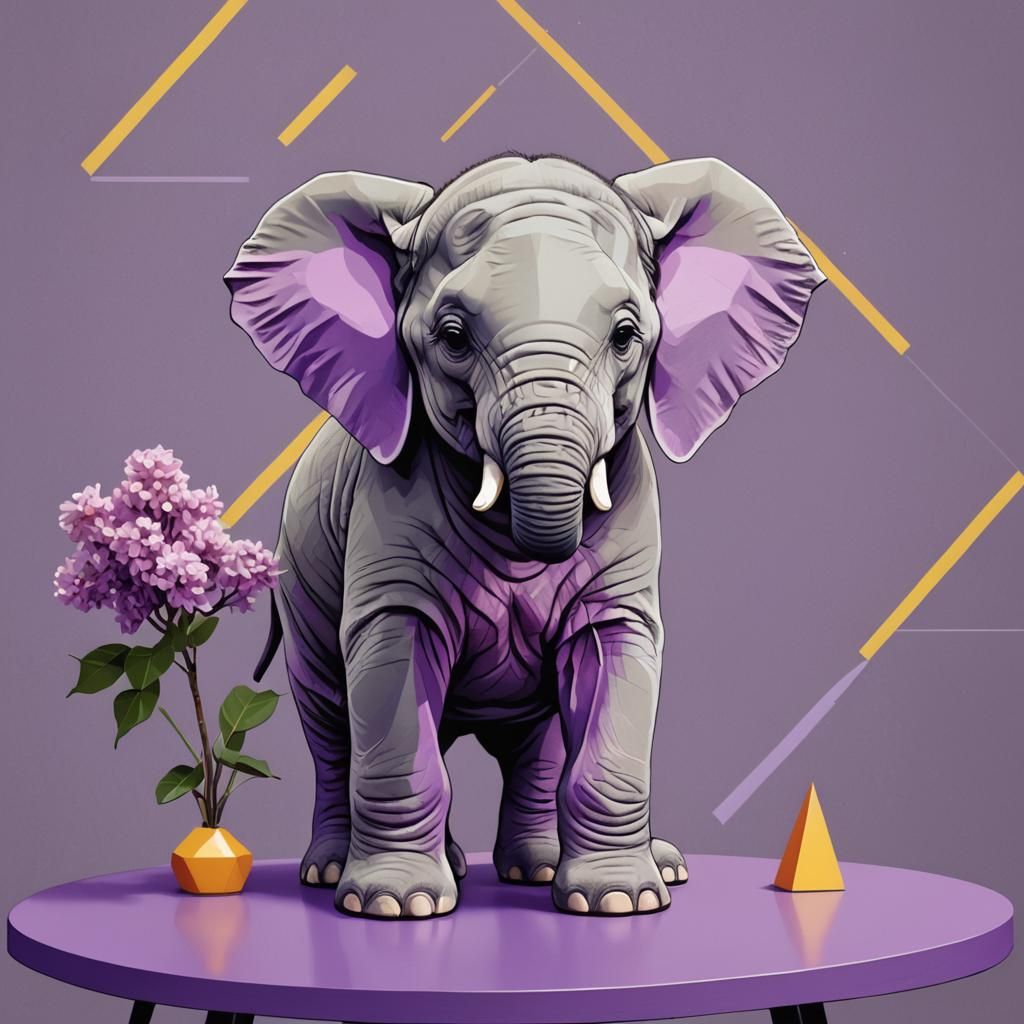 Cute Elephant Pop Art with Neon Highlights