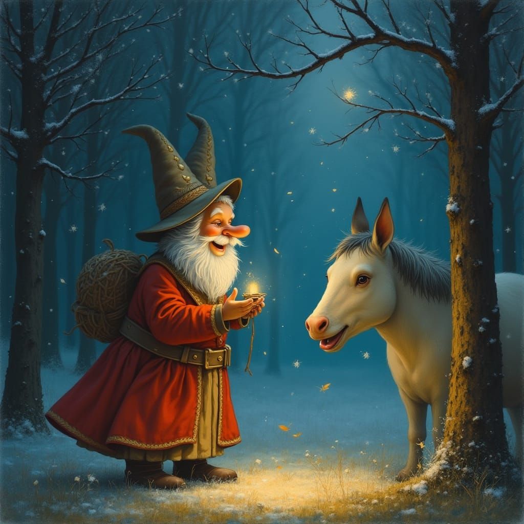 Santa Claus in Sleigh with Festive Snowscape