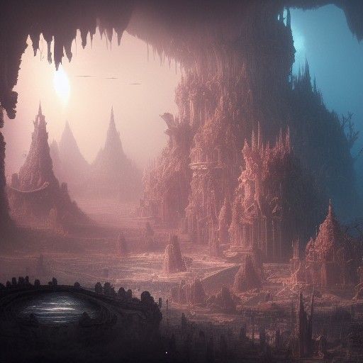 Underwater Coral City in Dark Fantasy Style