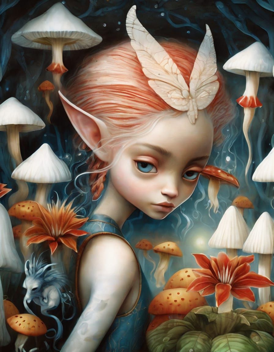 Ethereal Elf Basks in Vibrant Marijuana Garden