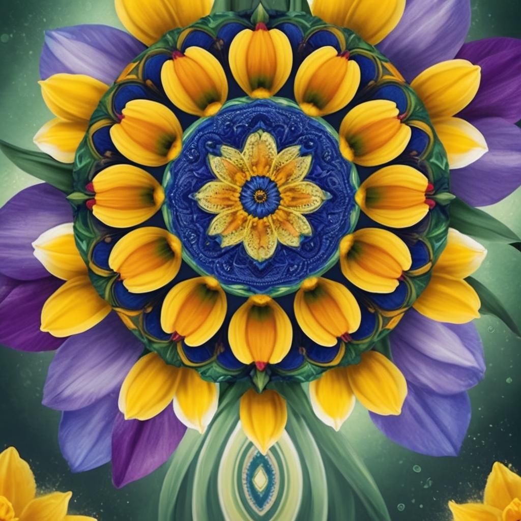 mandala with ring of daffodils
