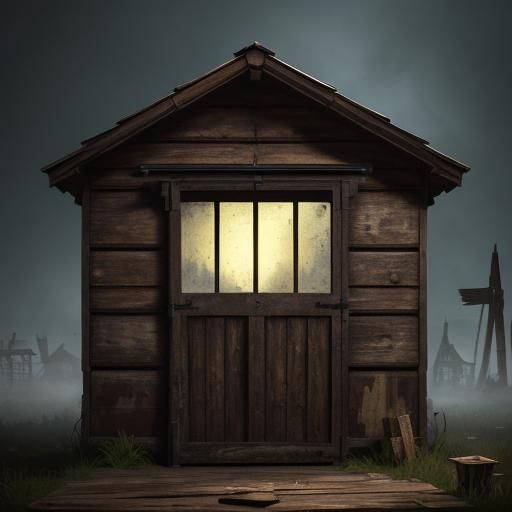 Zombie Hiding in Outhouse: Detailed Matte Painting