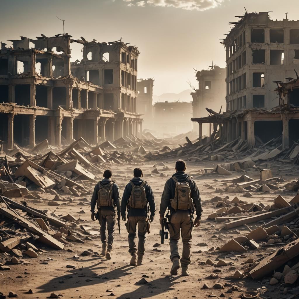 Post-Apocalyptic Survivor in Wasteland Landscape