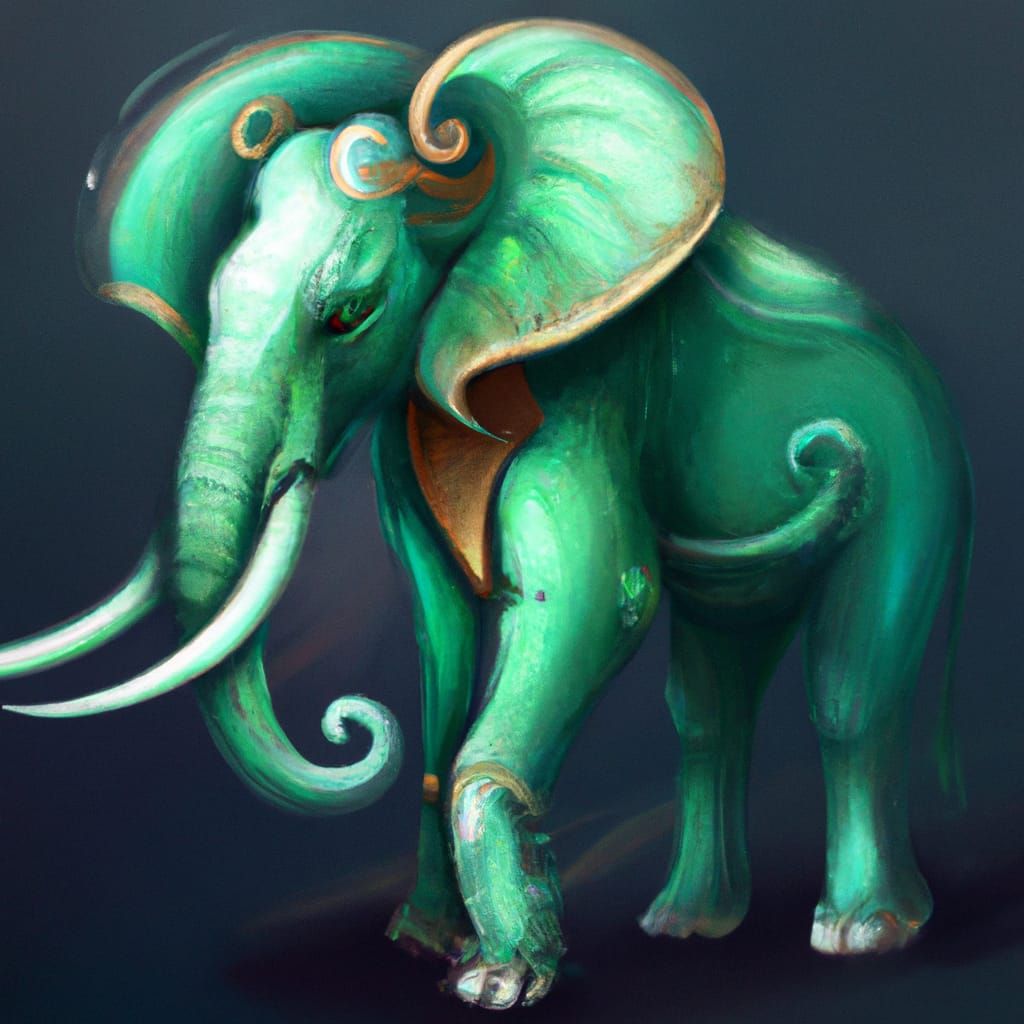 Elegant Emerald Elephant: Digital Art Creation