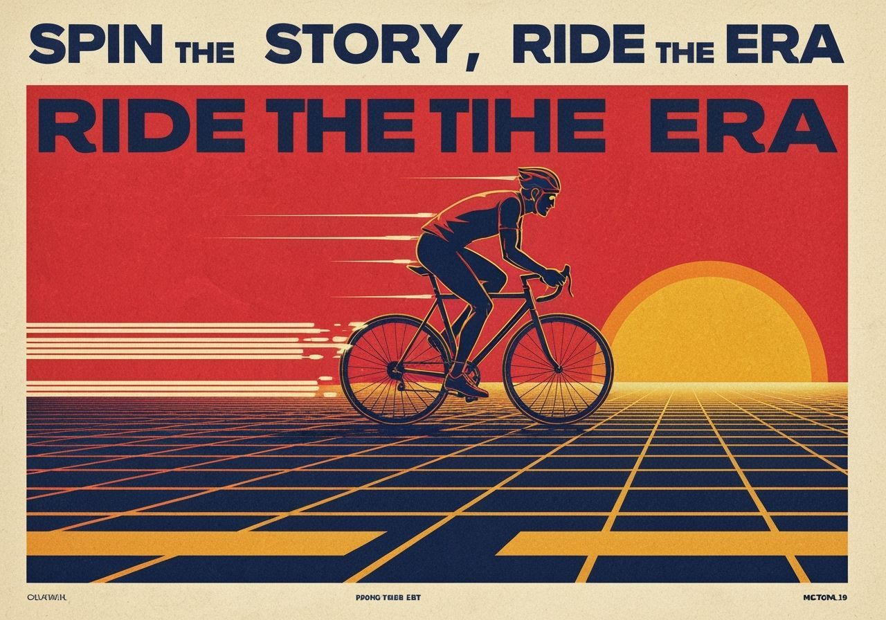 Retro-Futuristic Cyclist Poster Art in Vector Style