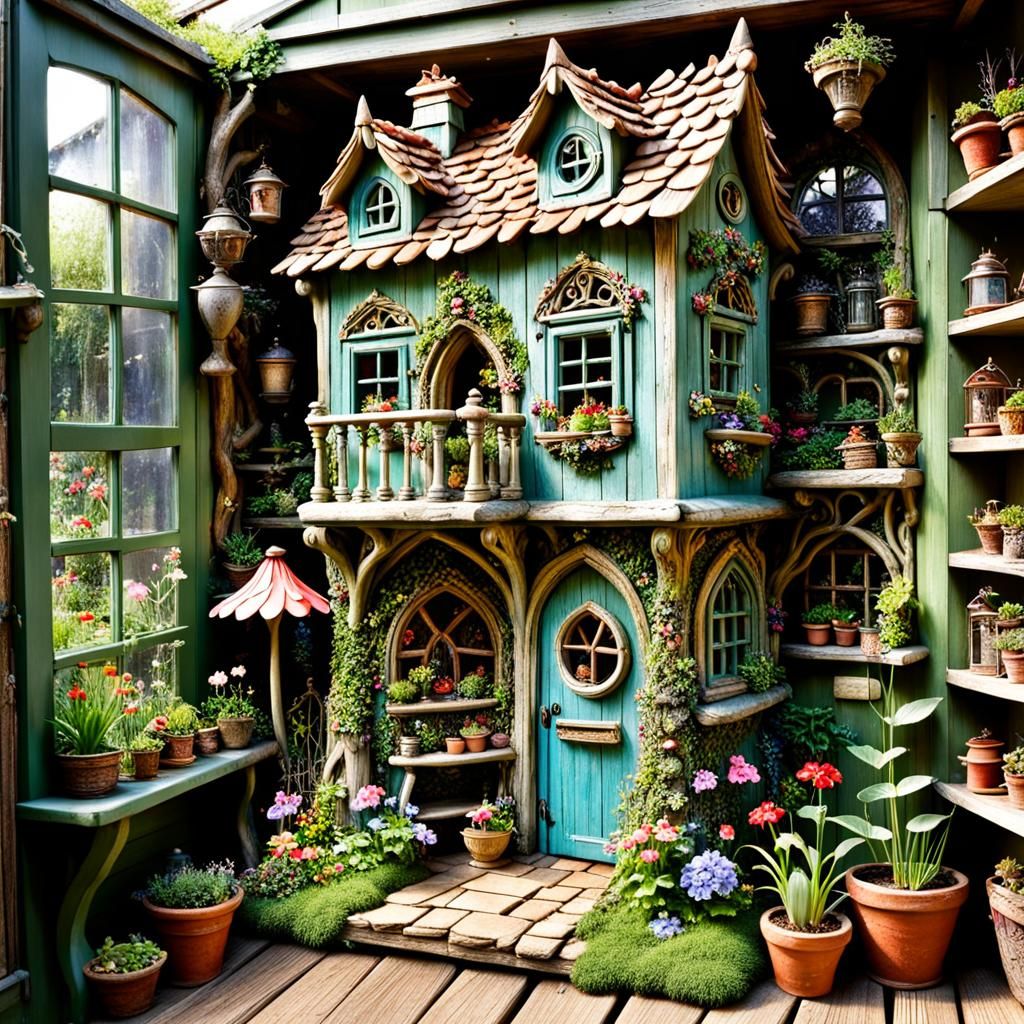 Enchanting Miniature Fairy Cottage in a Secret Garden Hideaw...