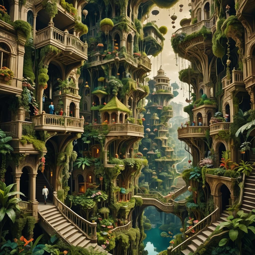 Floating Hanging Gardens of Semiramis: Surrealist Dream