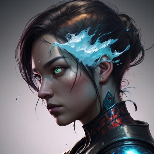 Hyperrealistic Knowledge Face with Splash Art Effect