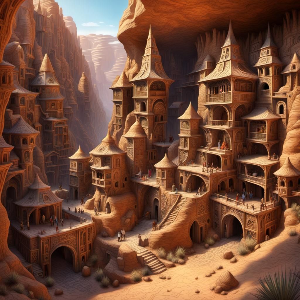 Ancient City Carved in Arid Canyon Walls
