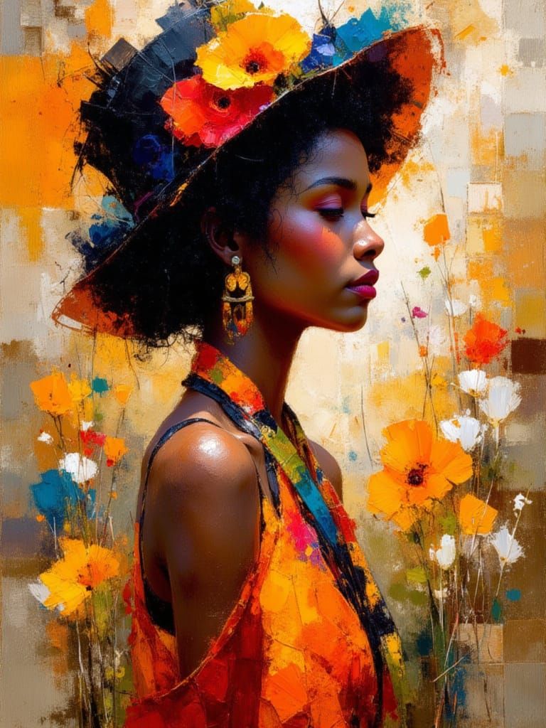 Young Aboriginal Woman in Traditional Attire as Digital Art