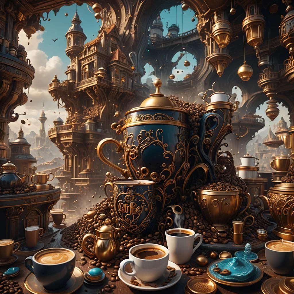Fantastical Ode to Coffee: Detailed Matte Painting