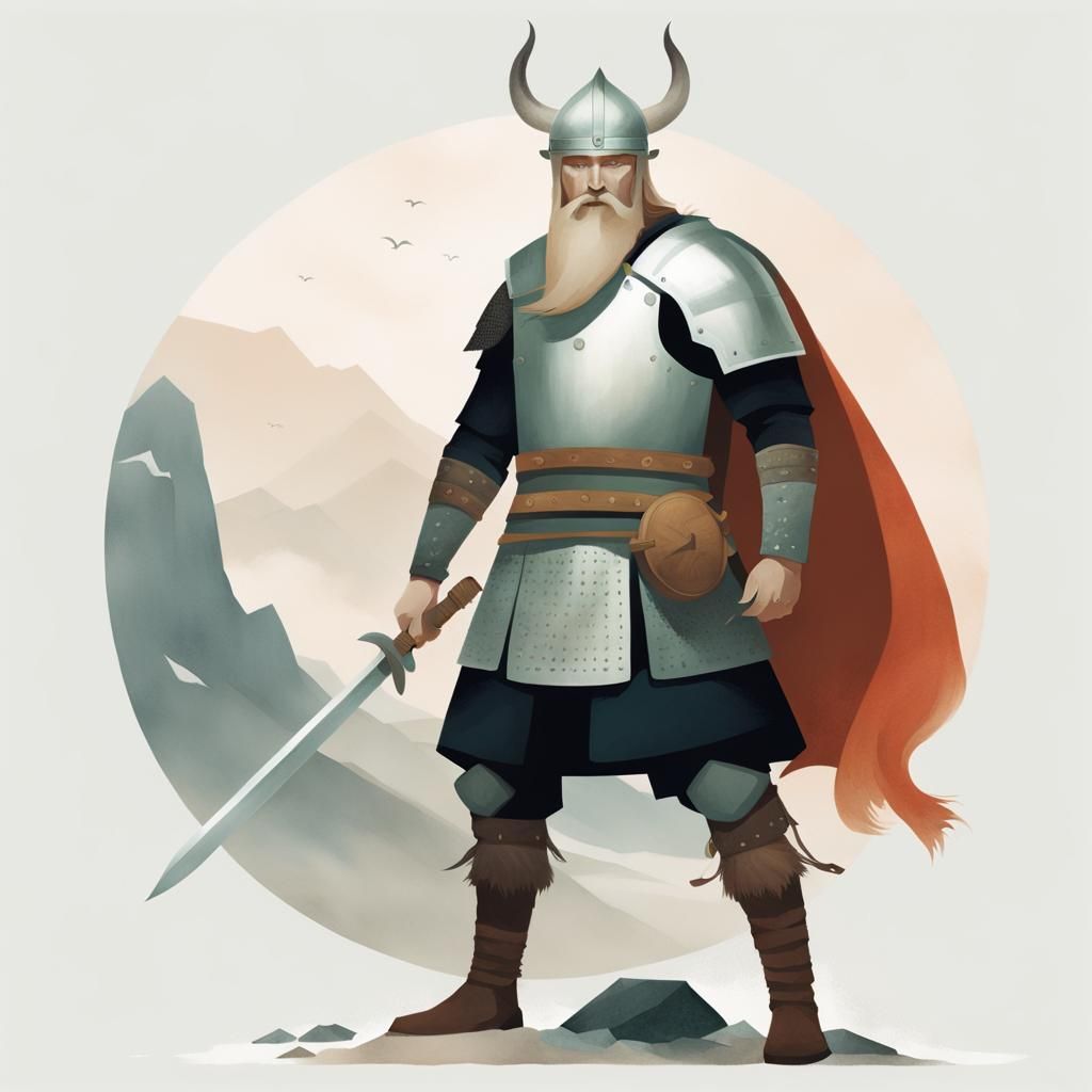 Minimalist Viking Warrior Art