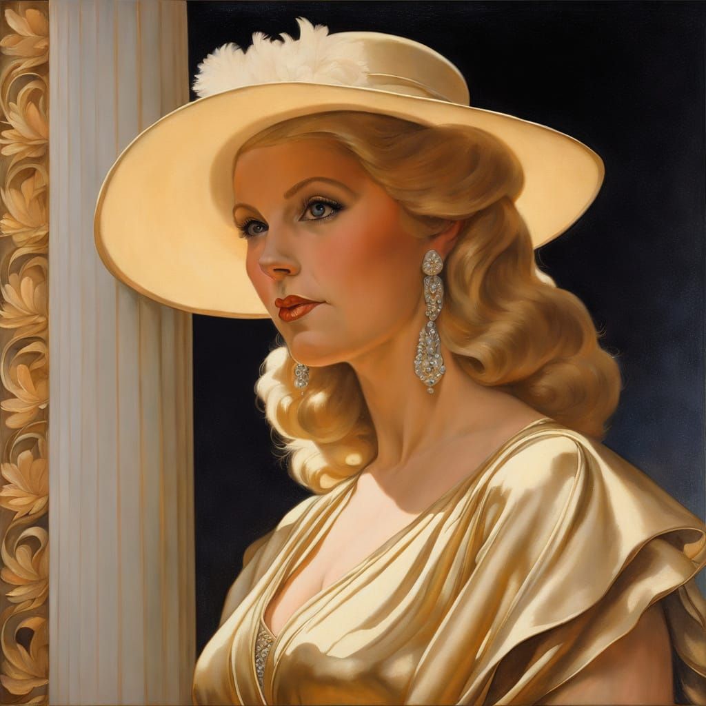 Classical Portrait of Woman in Golden Gown