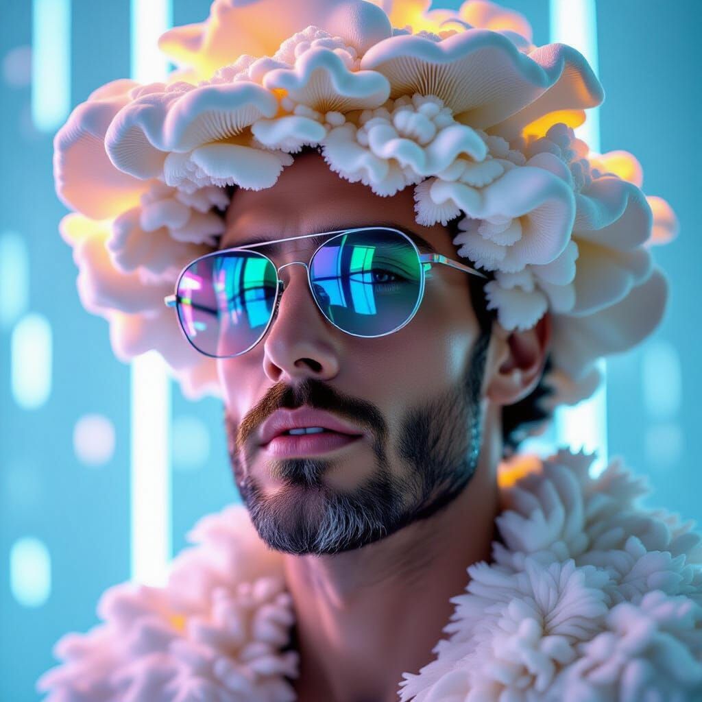 Ethereal Fungi Portrait in Minimalist Realism