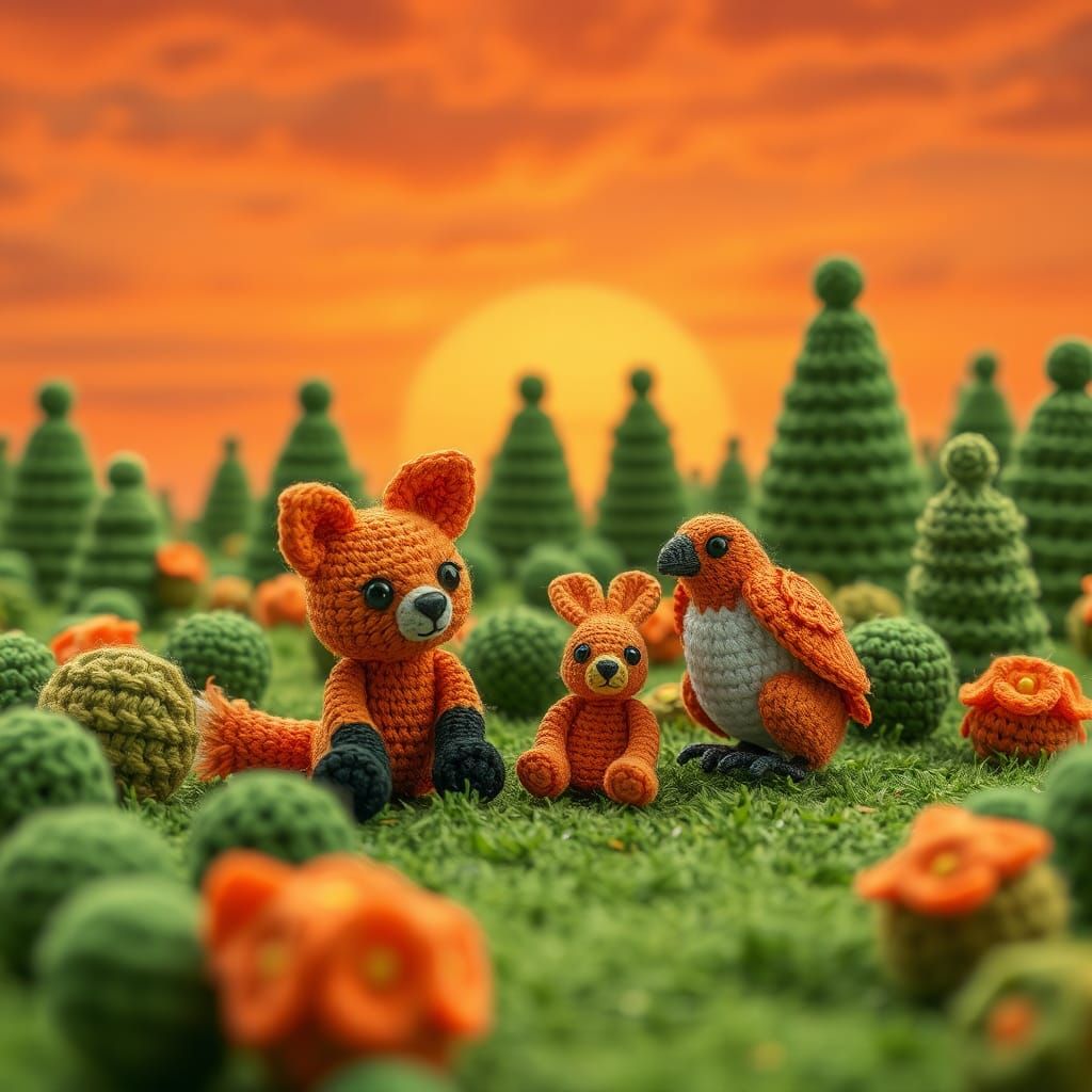 Whimsical Crochet World of Orange Animals