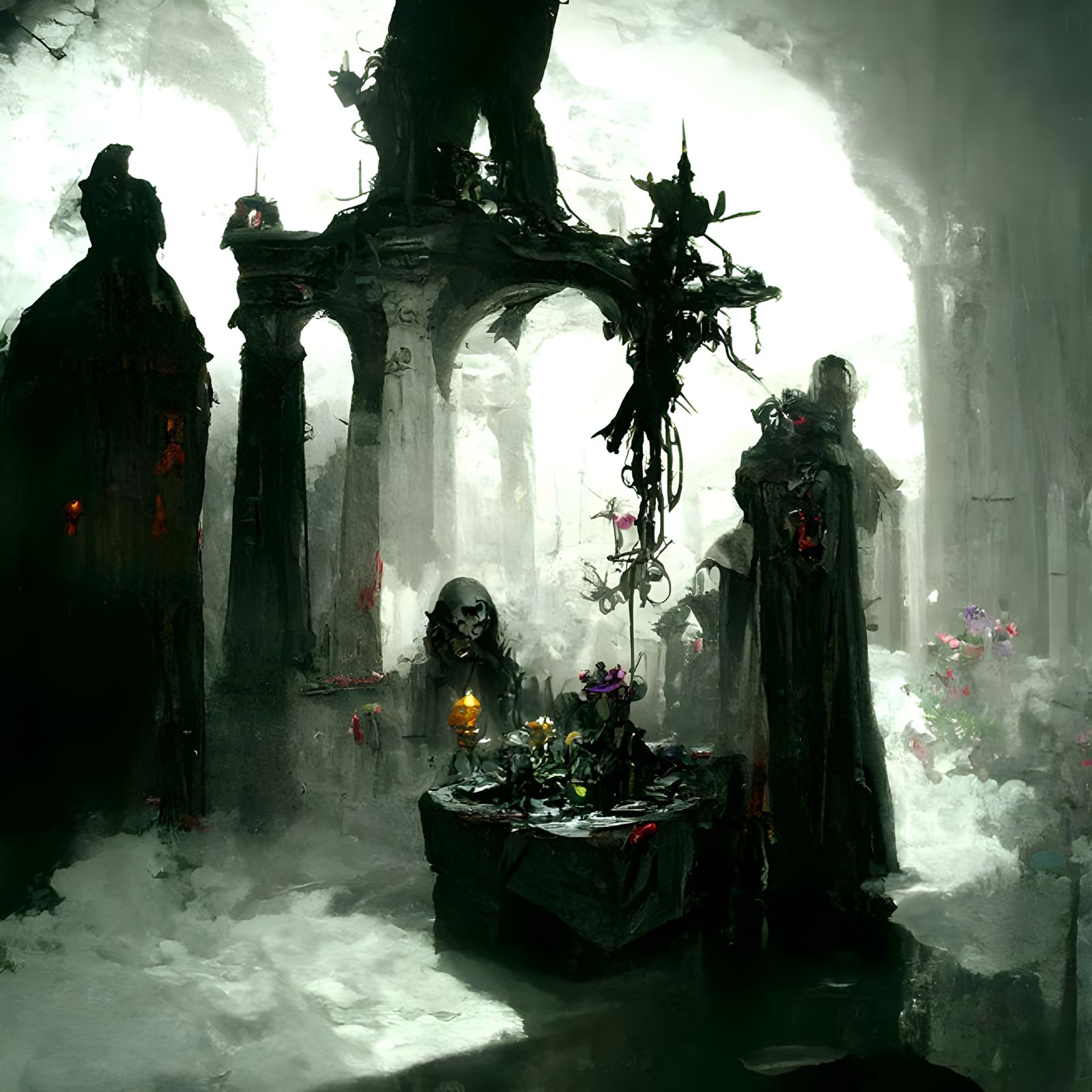 Baroque Altar with Necromantic Ritual Elements