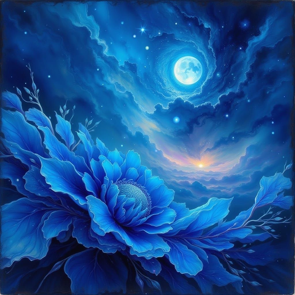 Ethereal Evening Sky in Dark Glitch Style