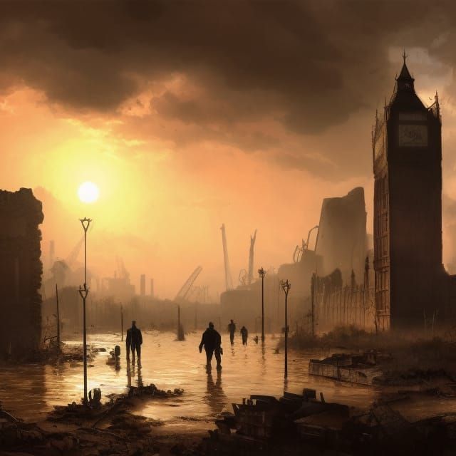 Post-Apocalyptic London Ruins after the Flood