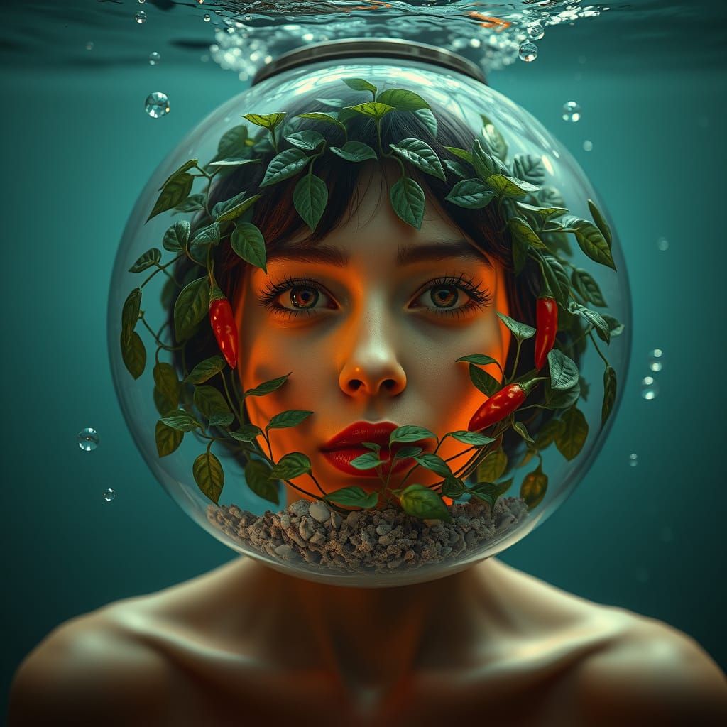 Surreal Garden Woman: Hyperrealistic Digital Art