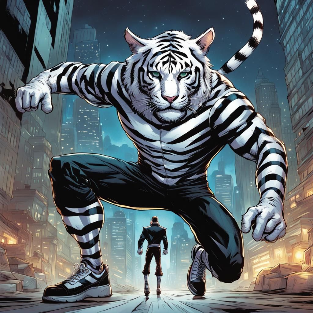 Cat-Eared Superhero in Comic Book Style