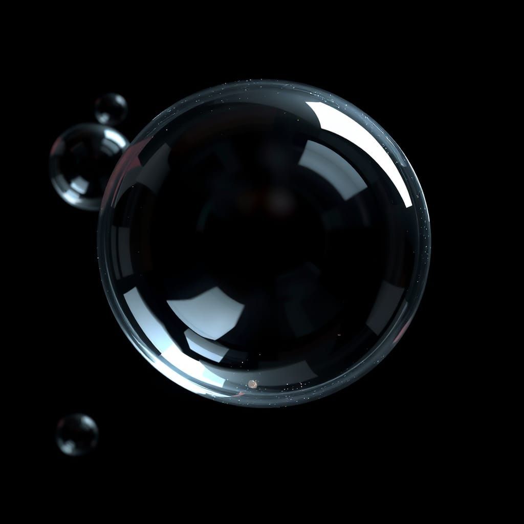 Transparent Bubbles Against Black Background