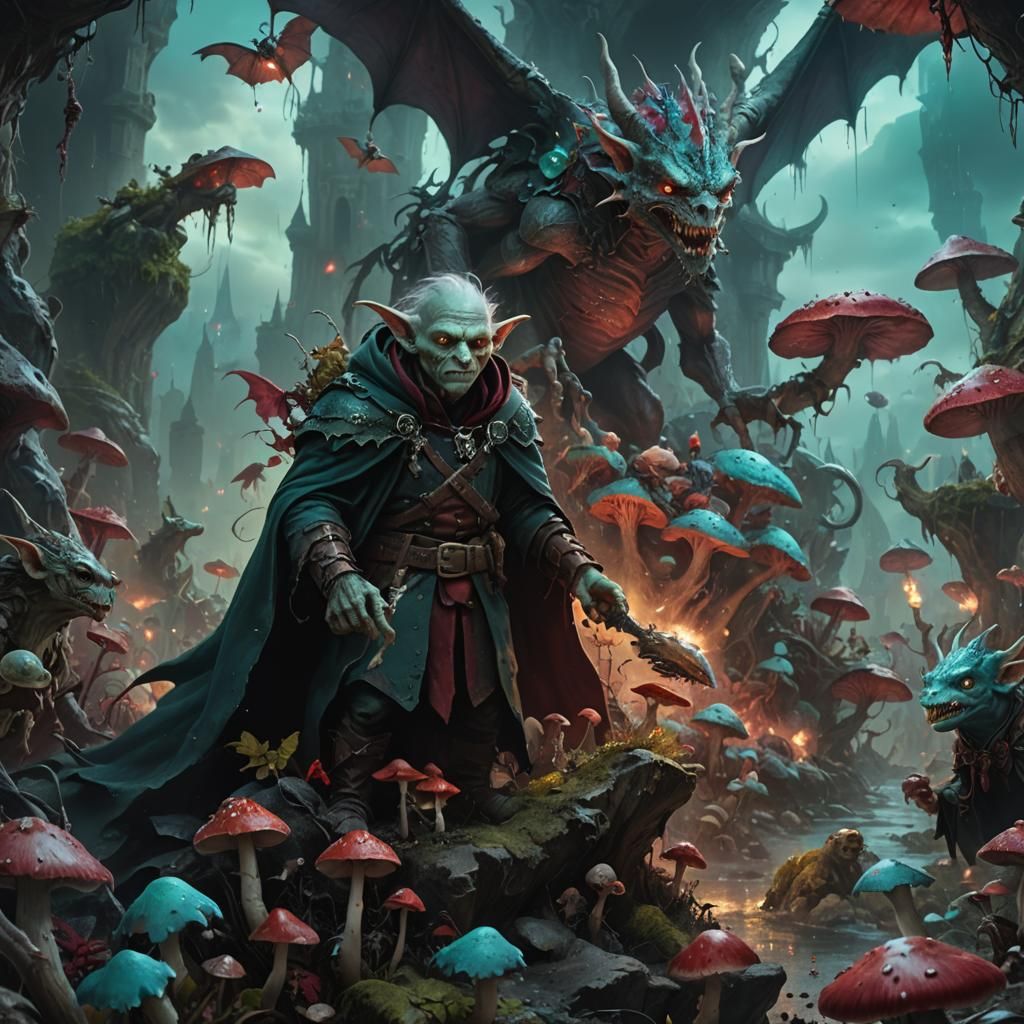 Sinister Goblin in Mystical Realm: Dark Fantasy Art