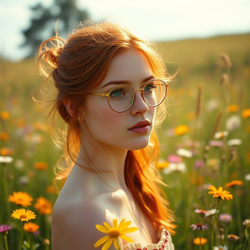 Woman in Meadow: Cinematic Film Still