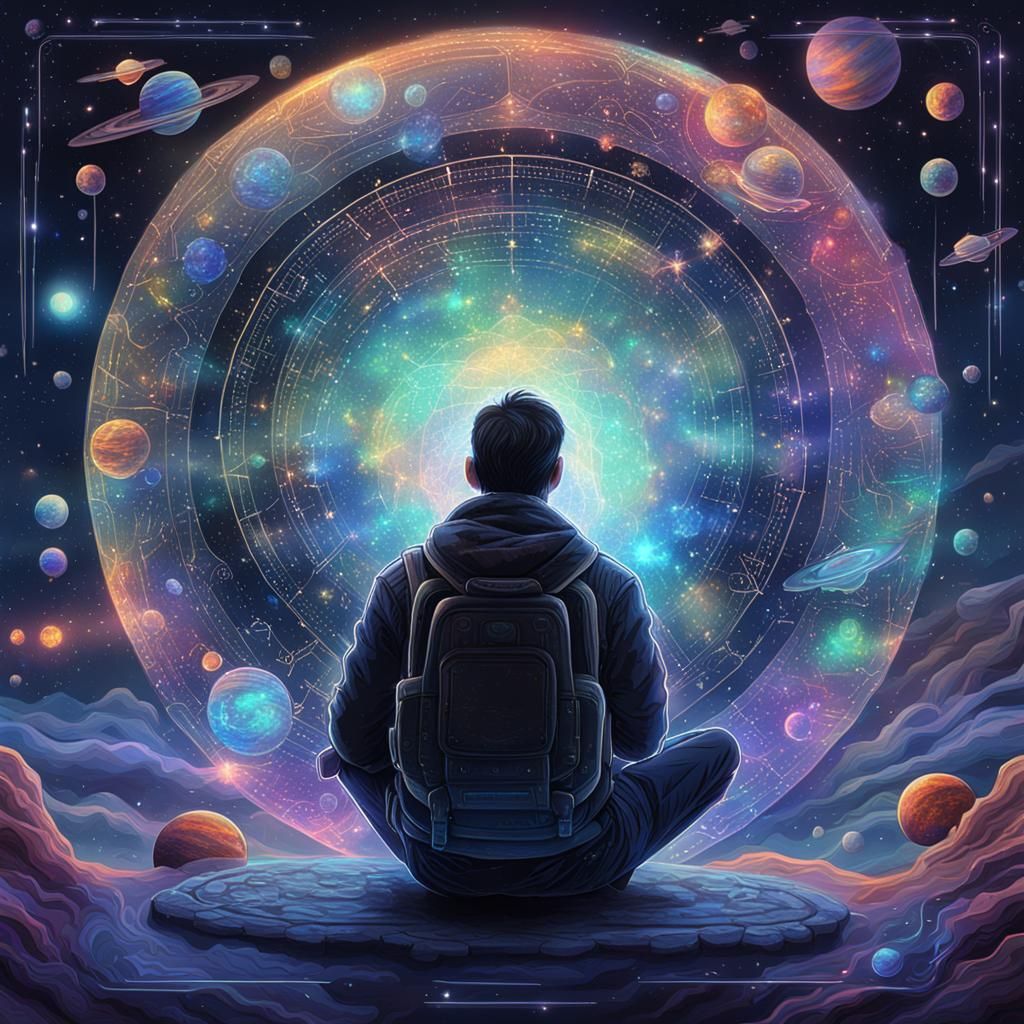 Text Prompt Personified as Astral Illustration