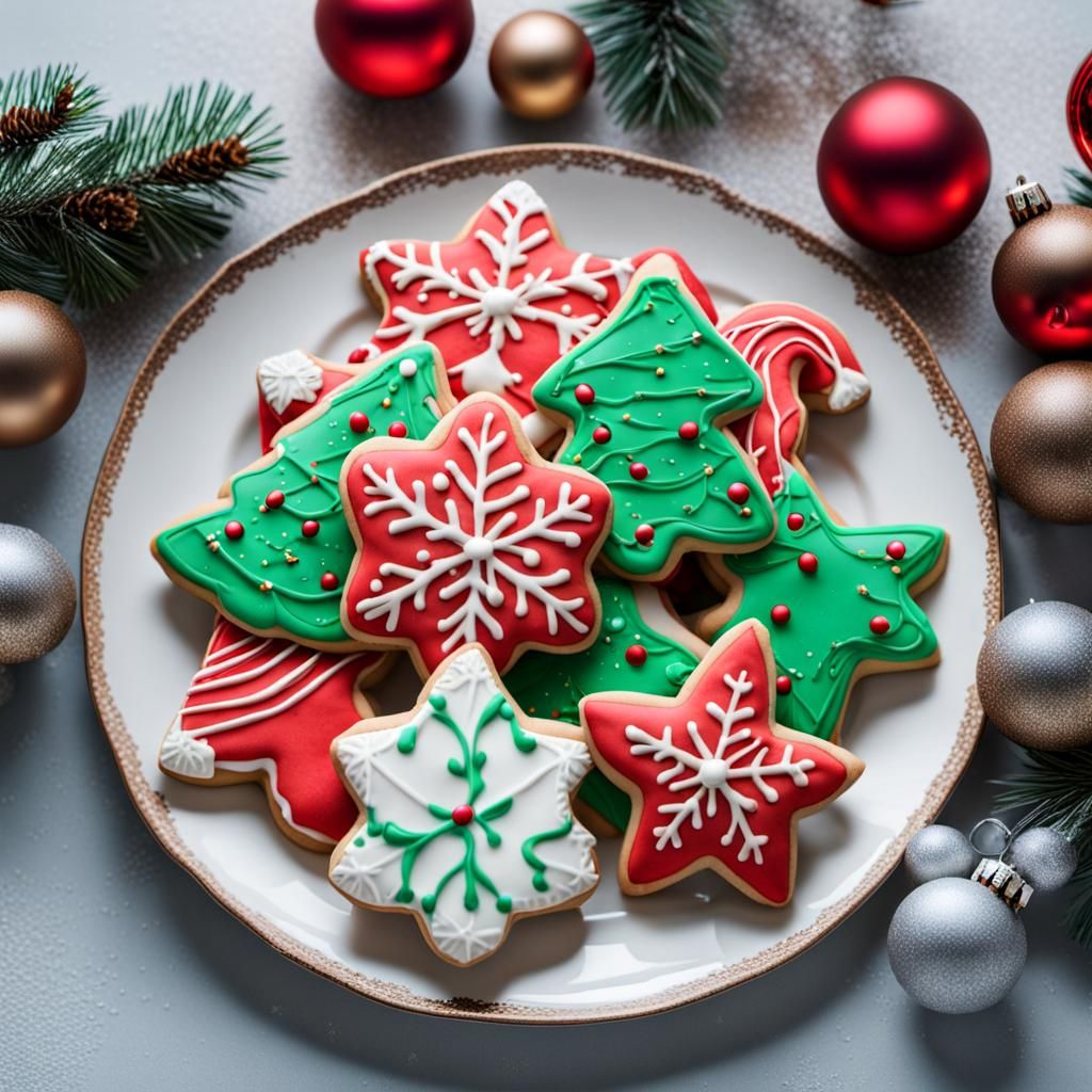 Festive Christmas Cookies on a Plate