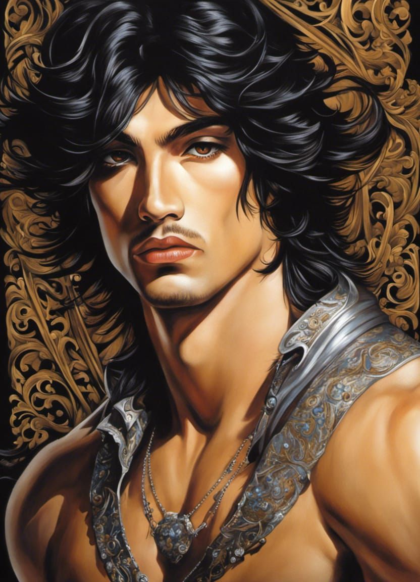 Beautiful Prince with Auburn Hair in Acrylic Painting Style