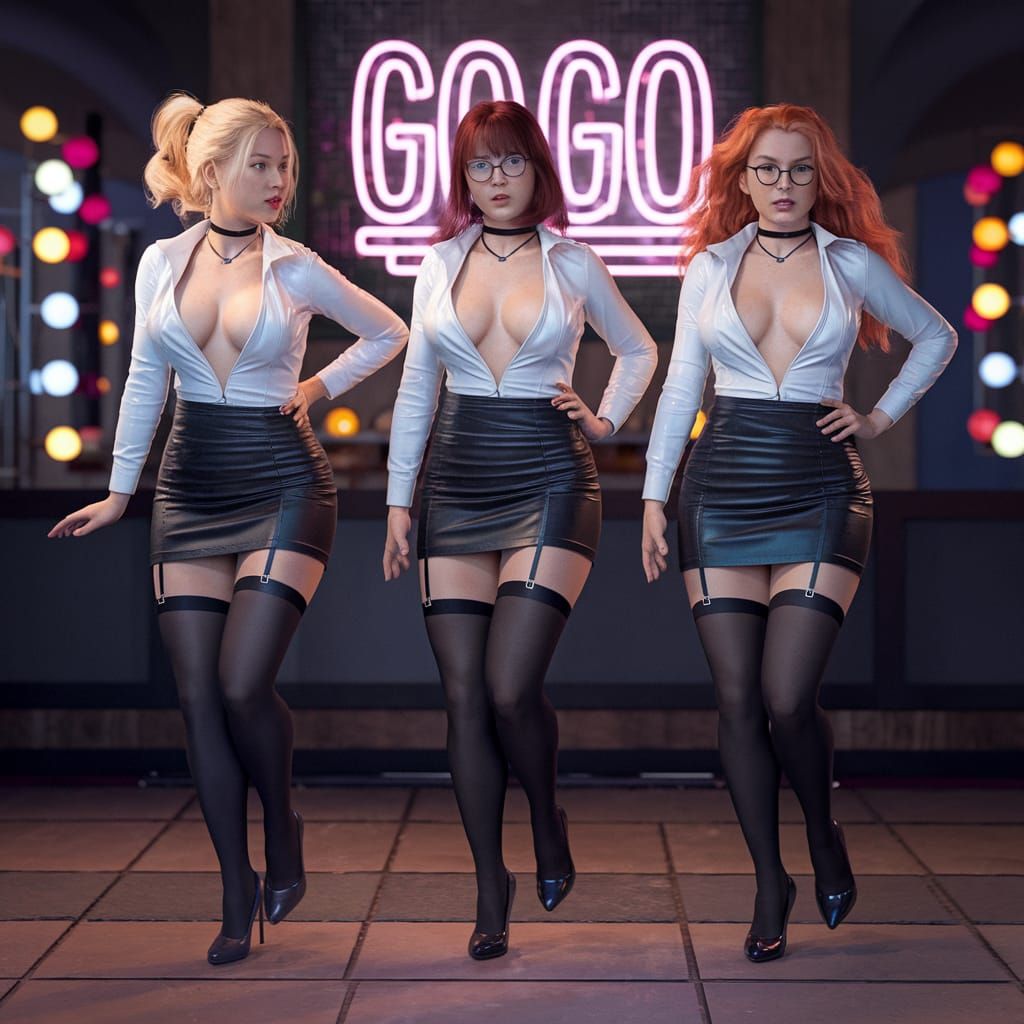 Voluptuous Dancers in Leather and Neon