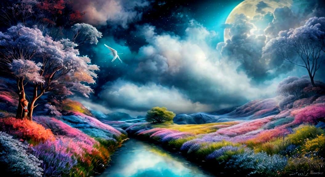 Angelic Figures in Illustrative Fantasy Style