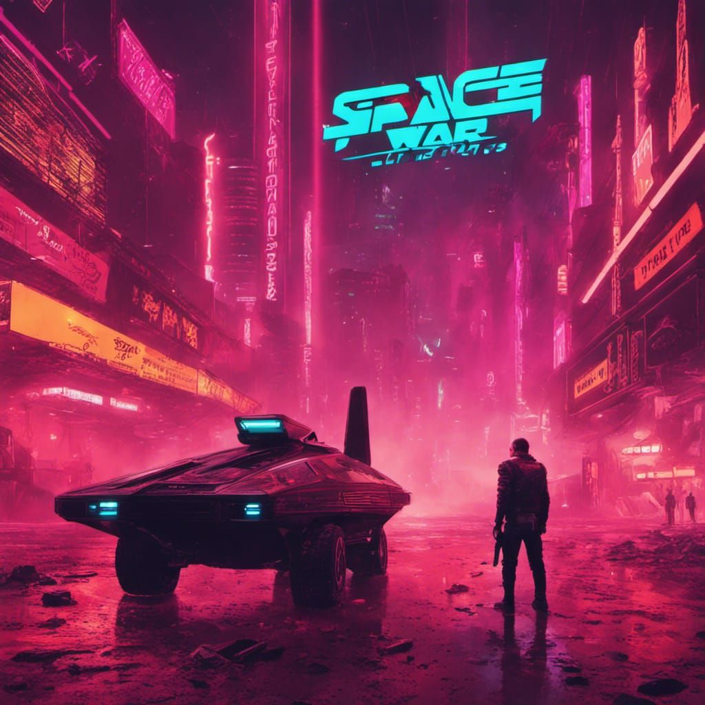 Cyberpunk 2099 Space War with Neon Lights