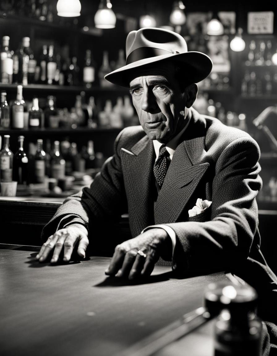 Cinematic Portrait of Man in Hat at Bar