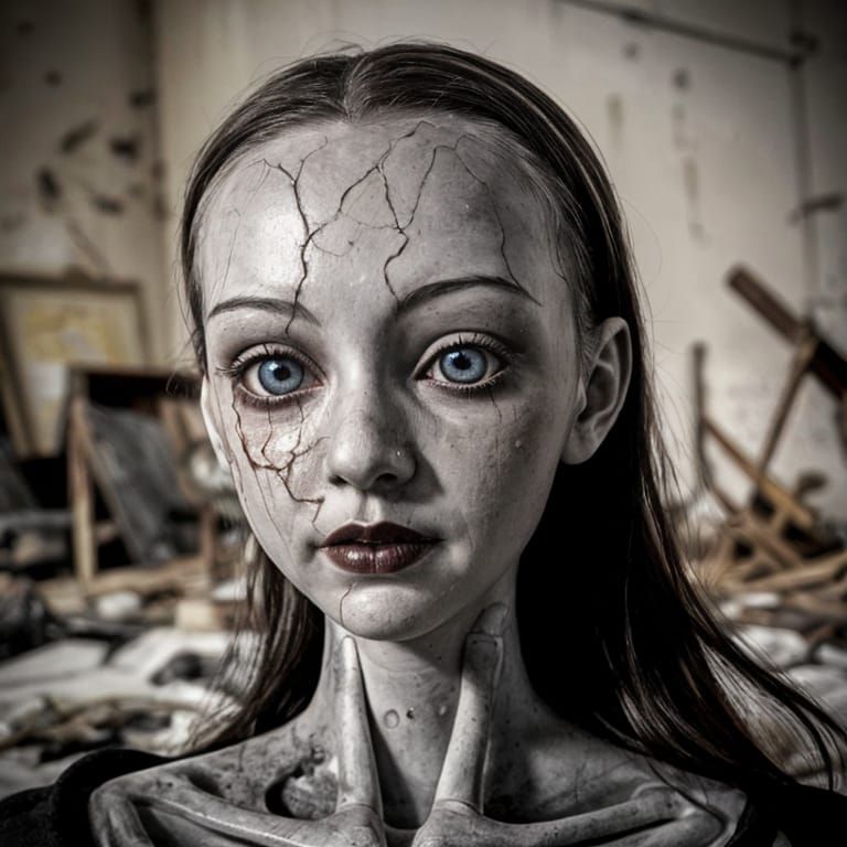 Haunting Mannequin Portrait in Abandoned Attic