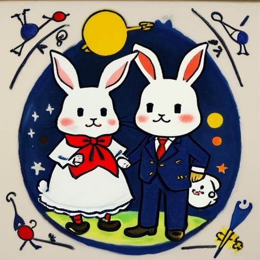 Rabbit Championing Liberalism: A Surreal Artwork