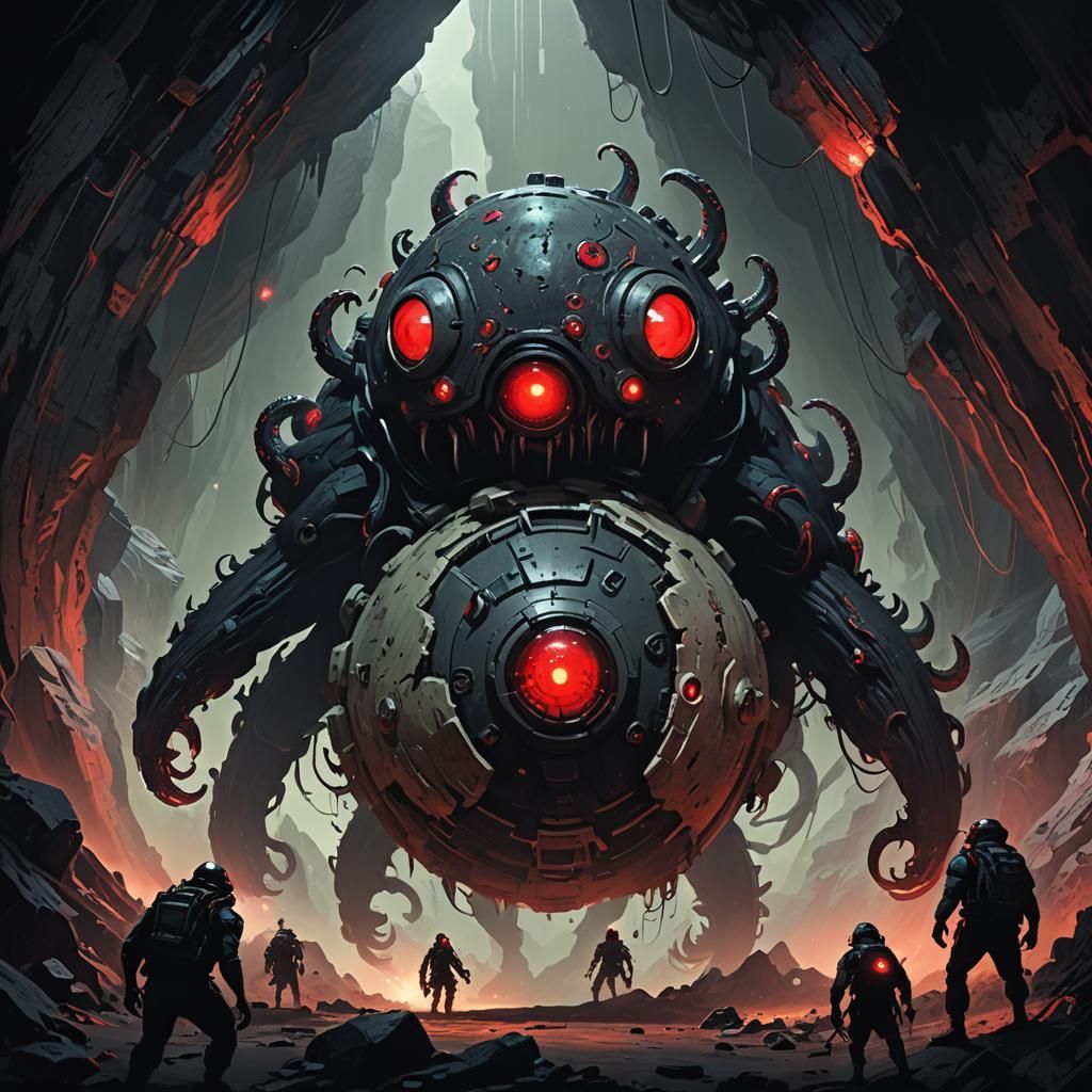 Eerie Cave Creature Concept Art in Dark Fantasy Style