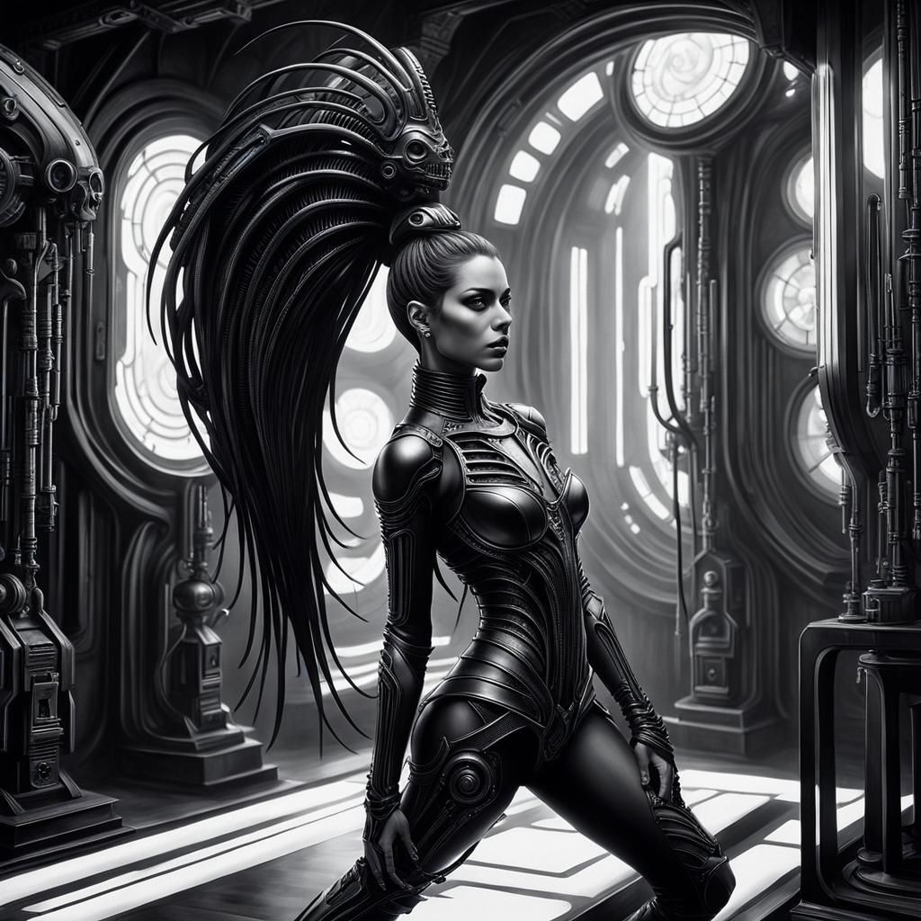 Gothic Cyberpunk Female Portrait in Hyperrealistic Style