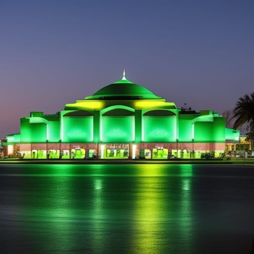 Neon Green Mosque: A Mountain Dew Dreamscape