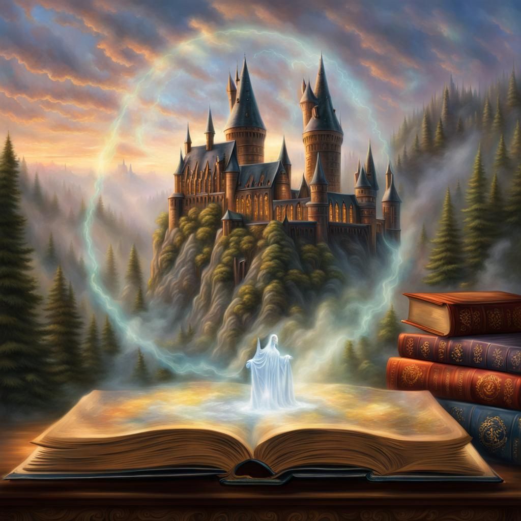 Ethereal Harry Potter Hologram in Kinkade Style